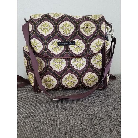 Petunia Pickle Bottom Handbags - Petunia Pickle Bottom‎ Backpack Shoulder Diaper Bag Brown Light Yellow Green